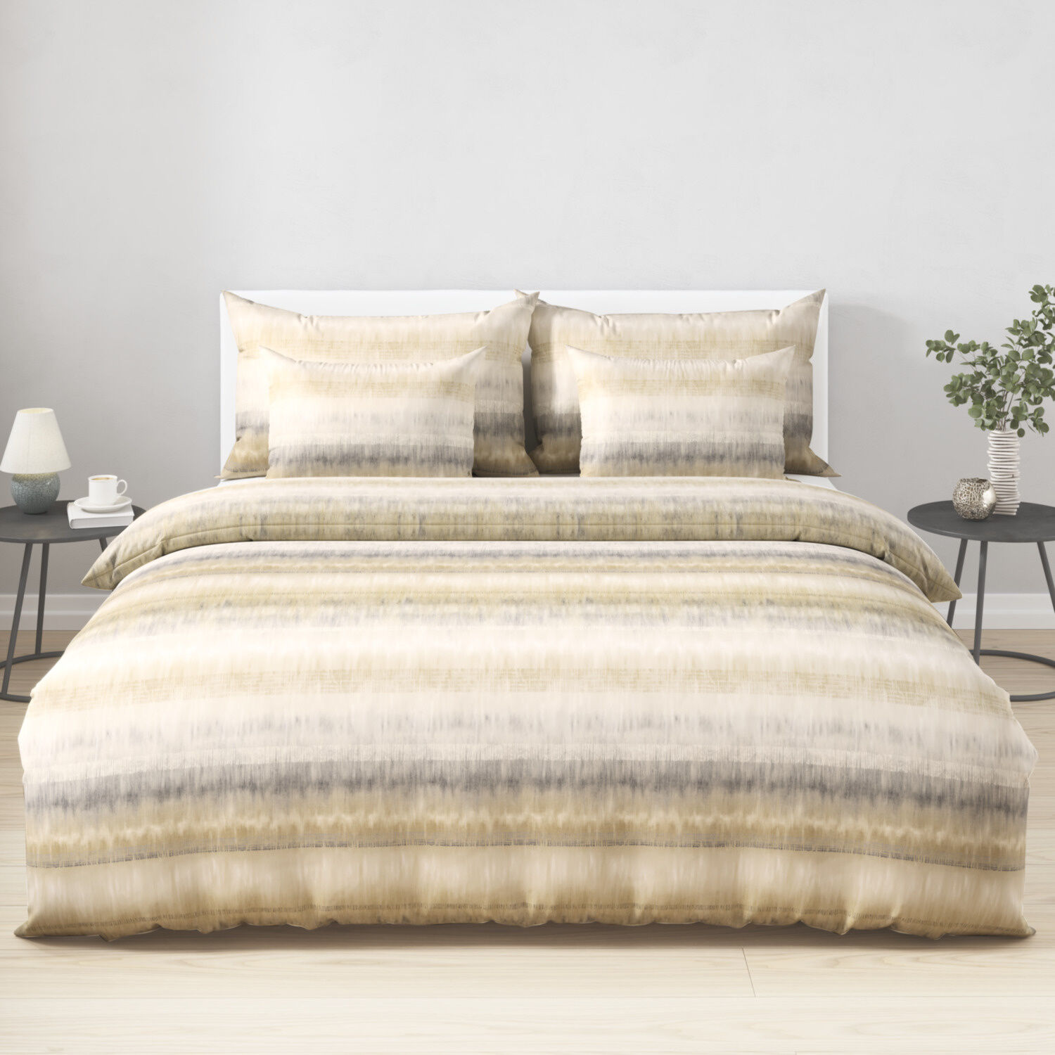 Elegante Bettwäsche mit sanften Streifen , beige