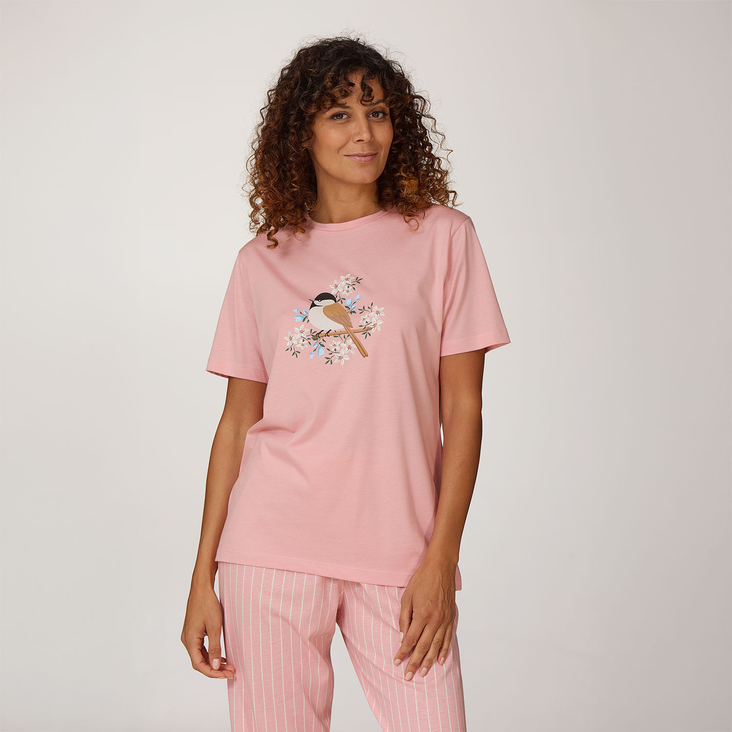 Damen Pyjama T-Shirt mit Printmotiv