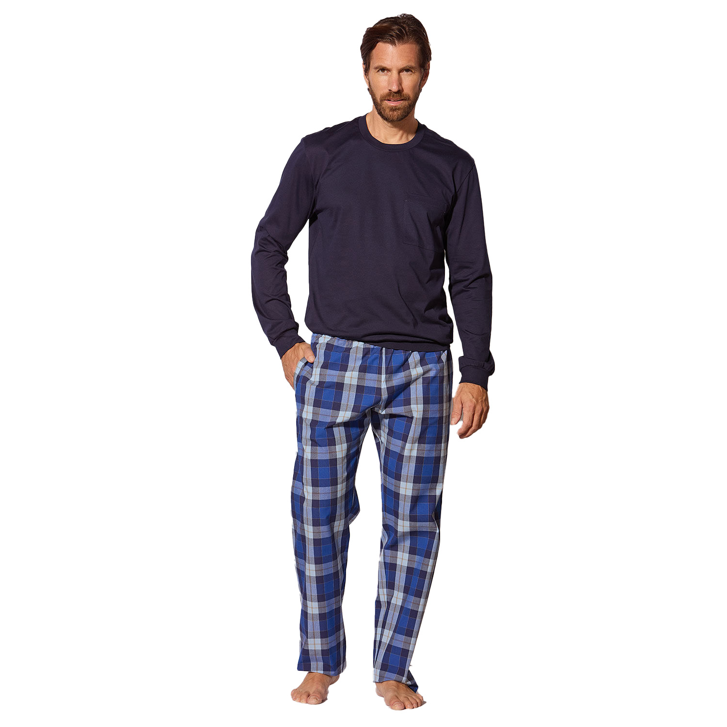 Karierte Pyjama Hose aus Baumwolle, gewoben